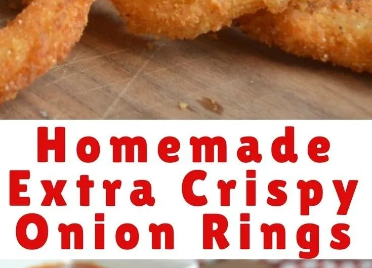 Freshly cooked crispy onion rings served as a tasty snack or side dish
