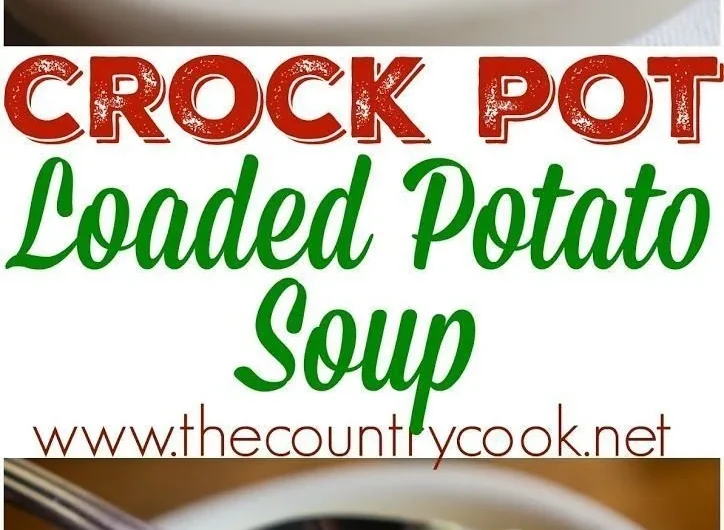 Crock Pot Loaded Baked Potato Soup garnished with cheese and green onions