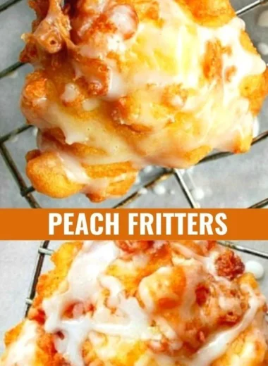 Golden brown fresh peach fritters served on a plate, showcasing summer sweetness.