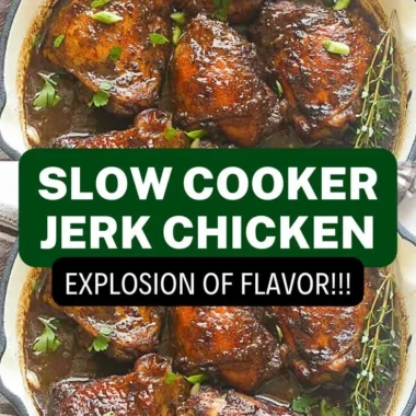 Delicious slow-cooked jerk chicken served with rice and vegetables