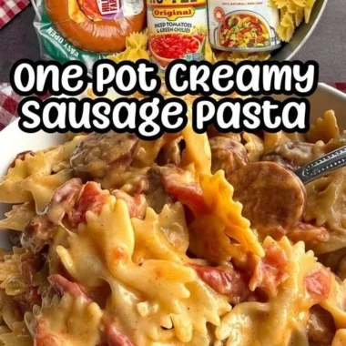 Delicious One Pot Creamy Cajun Sausage Pasta served in a bowl