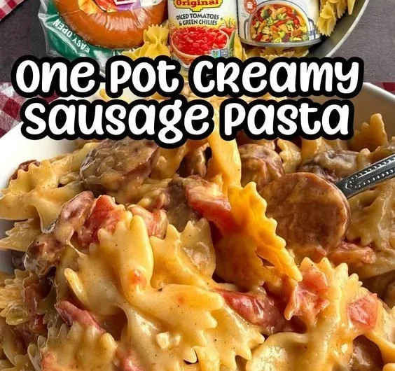 Delicious One Pot Creamy Cajun Sausage Pasta served in a bowl