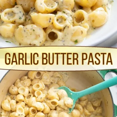 One Pot Garlic Butter Pasta with fresh herbs and ingredients