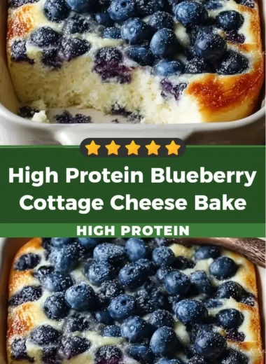 Protein-Powered Blueberry Cottage Cheese Breakfast Bake with fresh blueberries
