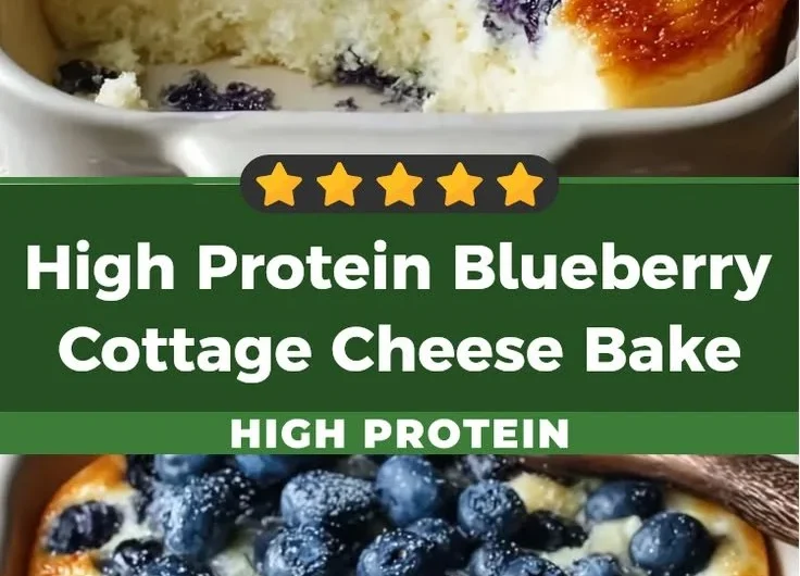 Protein-Powered Blueberry Cottage Cheese Breakfast Bake with fresh blueberries