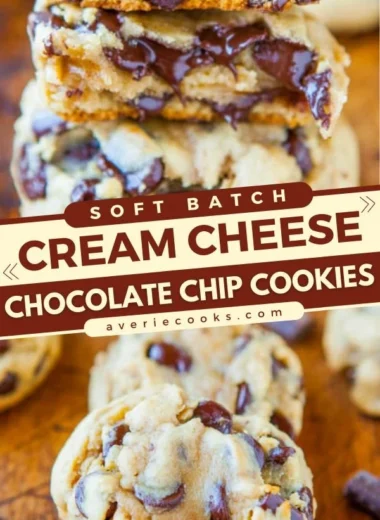 Delicious homemade Soft Batch Cookies on a wooden plate.