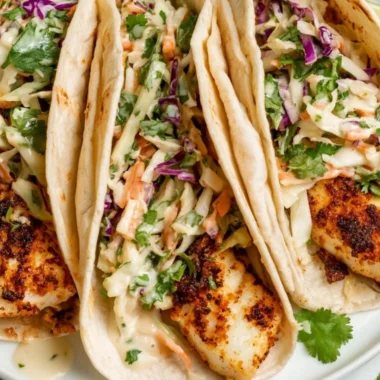 Delicious crispy air fryer fish tacos served with fresh toppings
