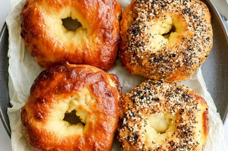 Air Fryer Protein Bagels fresh out of the air fryer, healthy breakfast option