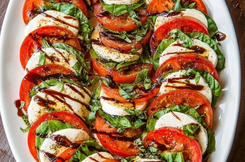 Delicious Caprese Salad with tomatoes, mozzarella, and fresh basil