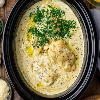 Crock Pot Angel Chicken served with vegetables on a plate