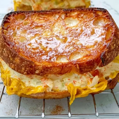 Easy crab melts with Old Bay seasoning served on toasted bread