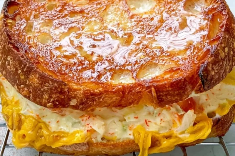 Easy crab melts with Old Bay seasoning served on toasted bread
