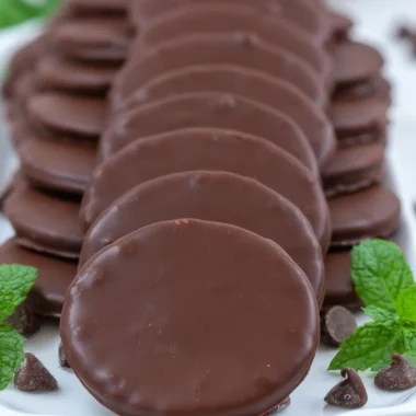 Homemade Thin Mints Girl Scouts cookies on a plate