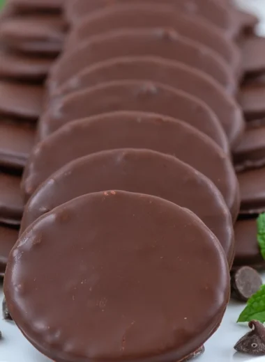 Homemade Thin Mints Girl Scouts cookies on a plate