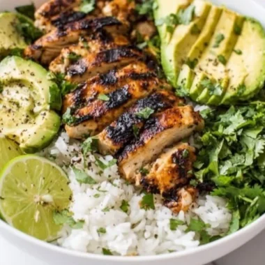 Honey Lime Chicken served with Avocado Rice for a flavorful meal