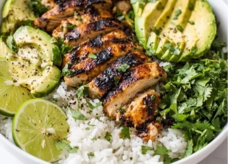 Honey Lime Chicken served with Avocado Rice for a flavorful meal