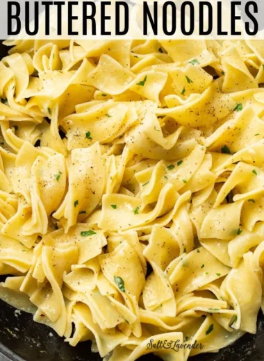Delicious hot buttered egg noodles served in a bowl