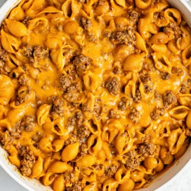 Delicious Homemade Hamburger Helper with cheesy pasta and ground beef
