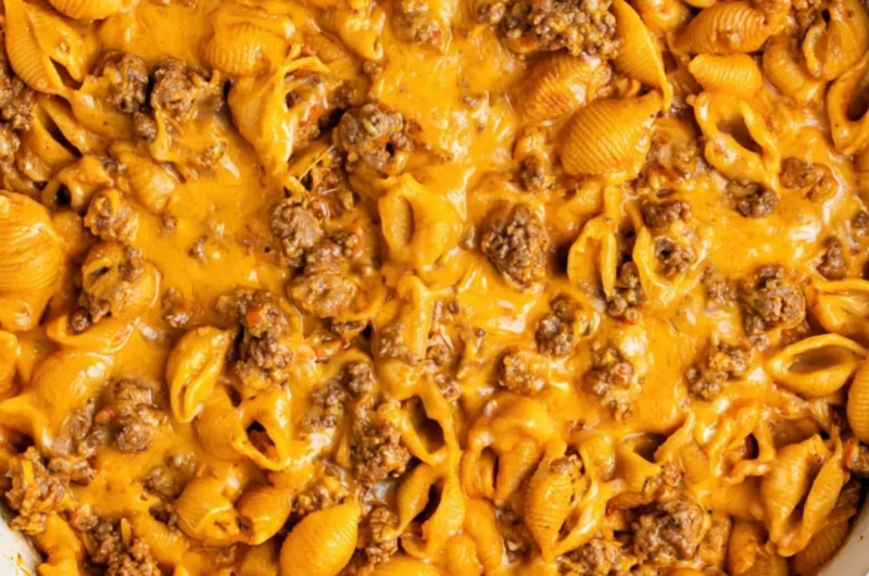 Delicious Homemade Hamburger Helper with cheesy pasta and ground beef