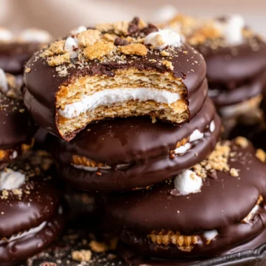 Plate of delicious S'mores Cookies with chocolate, marshmallow, and crackers.
