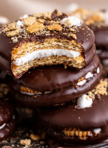 Plate of delicious S'mores Cookies with chocolate, marshmallow, and crackers.