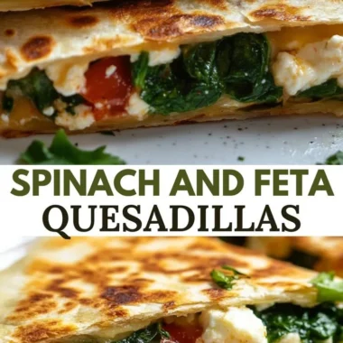 Delicious spinach and feta quesadillas served with salsa and fresh herbs.