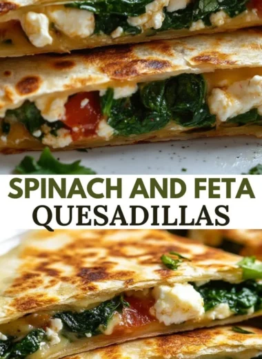Delicious spinach and feta quesadillas served with salsa and fresh herbs.