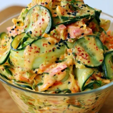 Viral creamy Asian cucumber salad served in a bowl with chopsticks