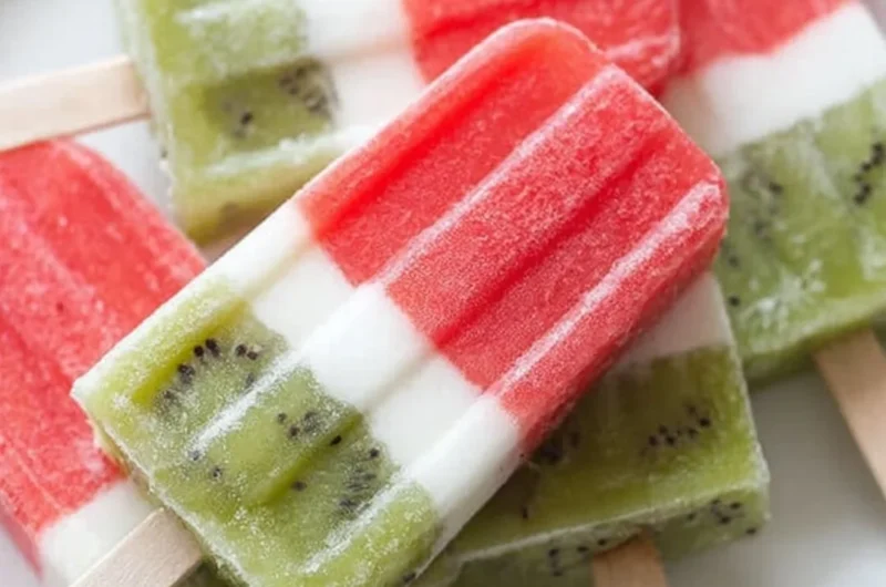 Delicious homemade watermelon popsicles on a sunny day