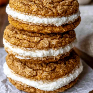Cozy pumpkin oatmeal cream pies with creamy filling and autumn spices