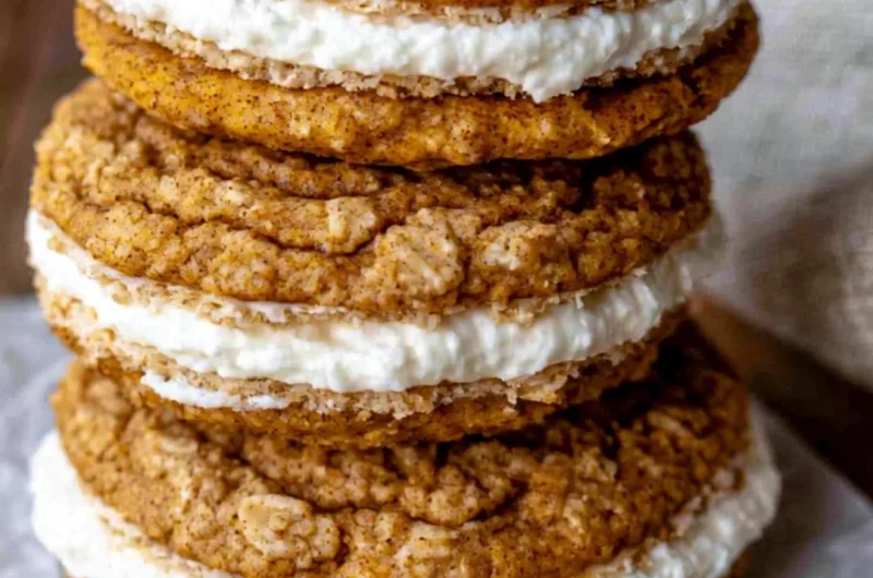 Cozy pumpkin oatmeal cream pies with creamy filling and autumn spices