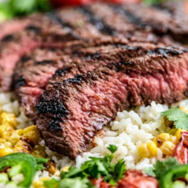 Creamy steak bowl with fresh vegetables and sauce