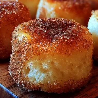 Plate of indulgent cinnamon sugar biscuit bites dusted with sugar and cinnamon
