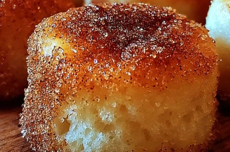 Plate of indulgent cinnamon sugar biscuit bites, golden and delicious.