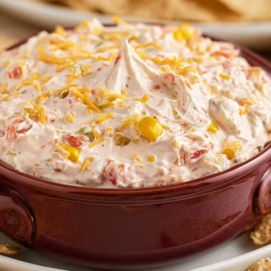 TikTok-style boat dip served in a bowl with fresh vegetables