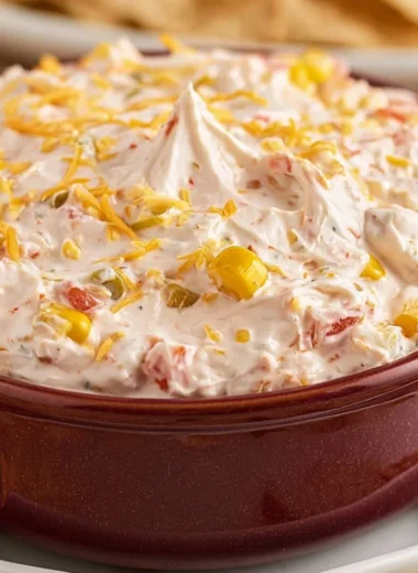 TikTok-style boat dip served in a bowl with fresh vegetables