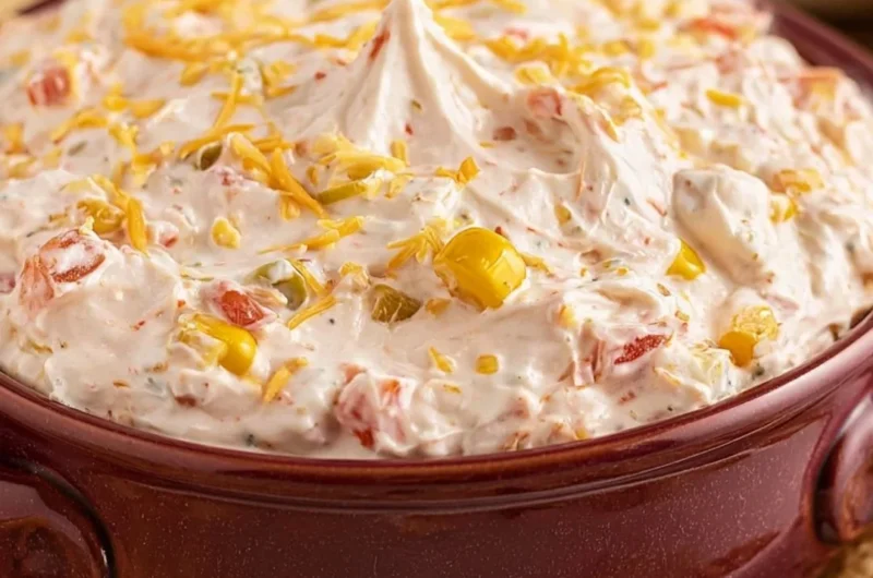 TikTok-style boat dip served in a bowl with fresh vegetables