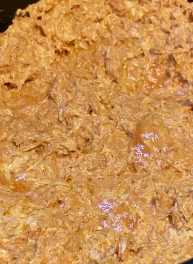 Warm and creamy five-ingredient buffalo chicken dip served in a bowl