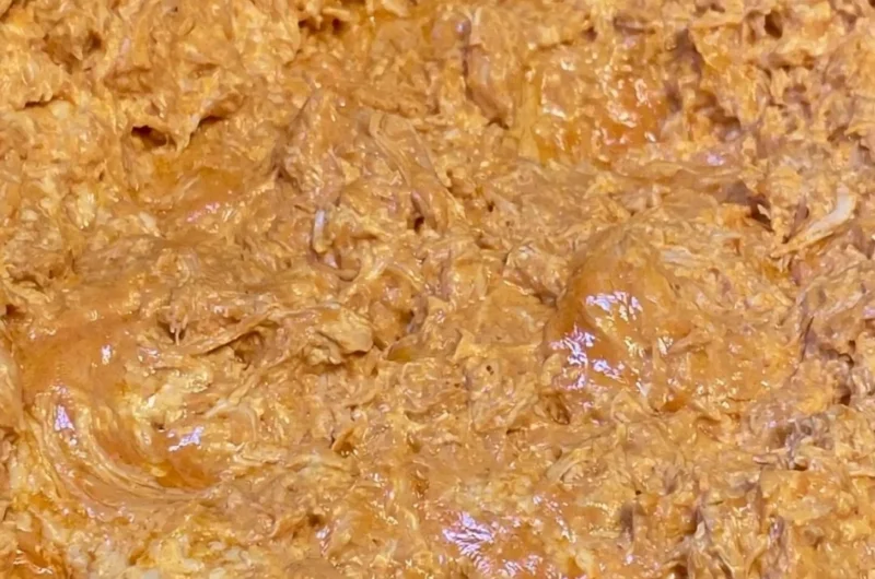 Warm and creamy five-ingredient buffalo chicken dip served in a bowl