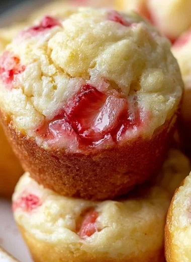 Freshly baked Strawberry Greek Yogurt Muffins displayed on a plate